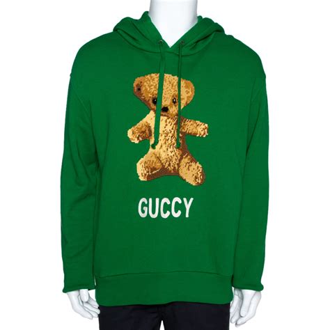 gucci green hoodie bear|Gucci bear embroidered hoodie.